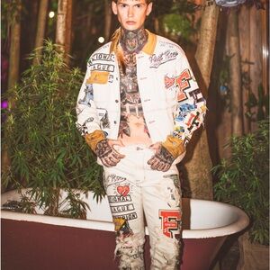All Over Hand Drawn Slim Fit Pants